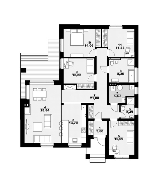План одноэтажного дома с гаражом Добрый 1М