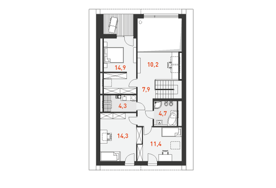 План мансардного этажа проекта дома Доступный 4А