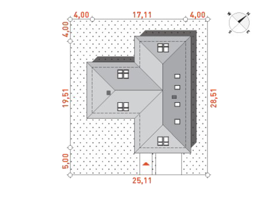 Схема расположения на участке дома  Комфортный 2