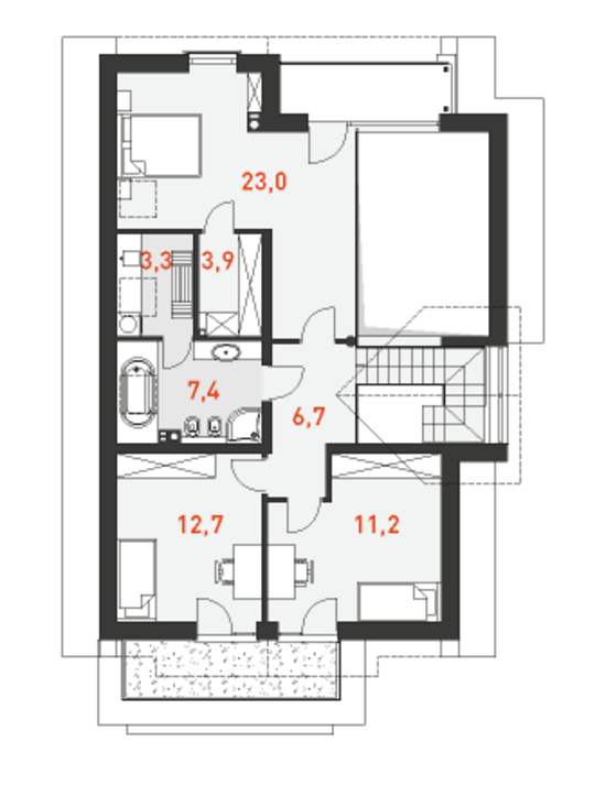 План мансардного этажа дома С Характером 3А