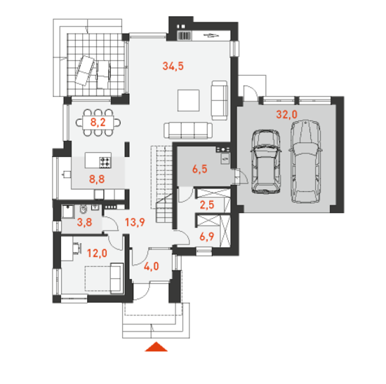 План первого этажа проекта дома Стильный 2А