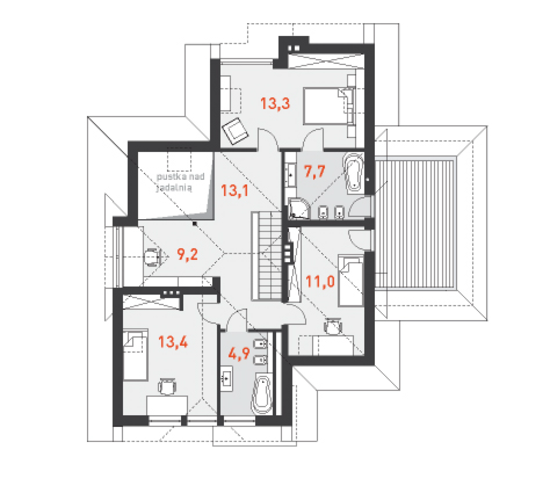 План мансардного этажа проекта дома Стильный 3