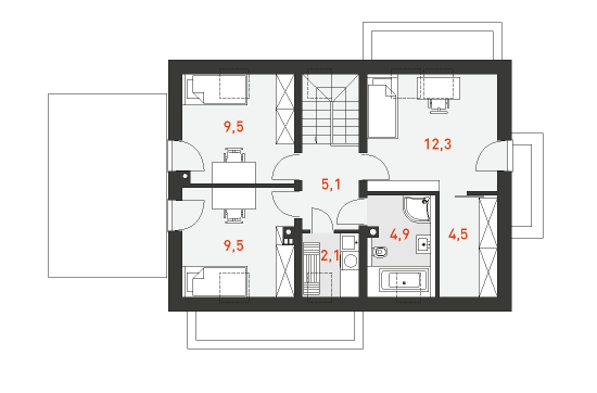 План мансардного этажа проекта дома Уютный 3