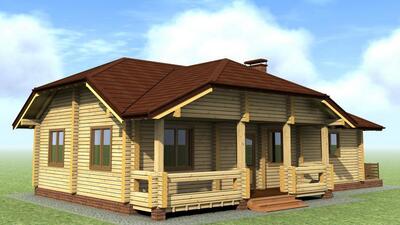 Проект одноэтажного деревянного дома из бруса - Д-117