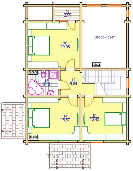 План второго этажа дома НЕОН Д-180 (Неон)