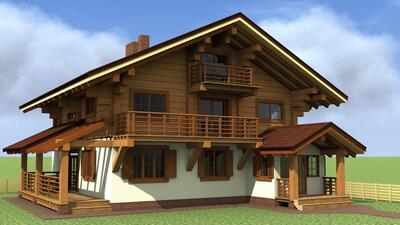 Проект двухэтажного дома в классическом стиле шале - DDD371