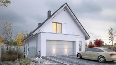 Проект мансардного дома с гаражом на  две машины - Доступный 5