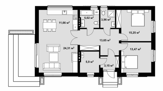 План этажа проекта дома Компактный
