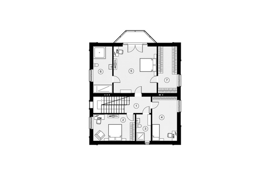 План 2-го этажа двухэтажного дома с сауной и бассейном Особенный 1