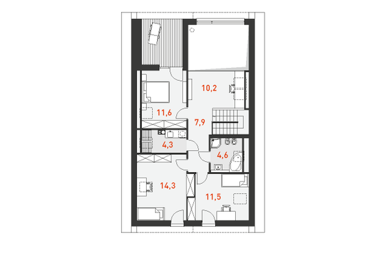 План мансардного этажа проекта дома Доступный 4