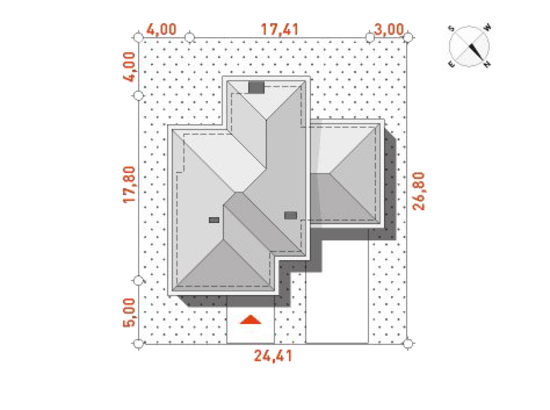 Схема расположения дома на участке Классический 3