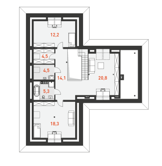 План мансардного этажа дома Комфортный 2