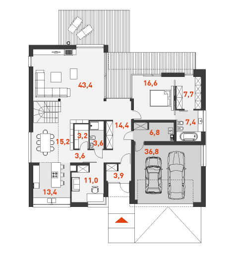 План первого этажа дома с мансардой  Превосходный 1