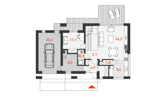План мансардного дома с гаражом Привлекательный 3