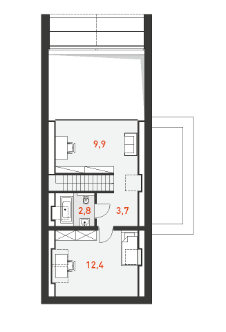 План мансардного этажа дома С Расчетом 1