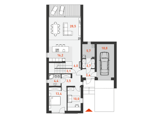 План первого этажа дома с мансардой С Расчетом 3