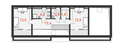 План мансардного этажа проекта дома Смелый 2