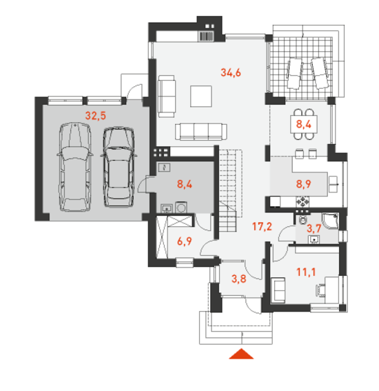 План первого этажа проекта дома Стильный 2