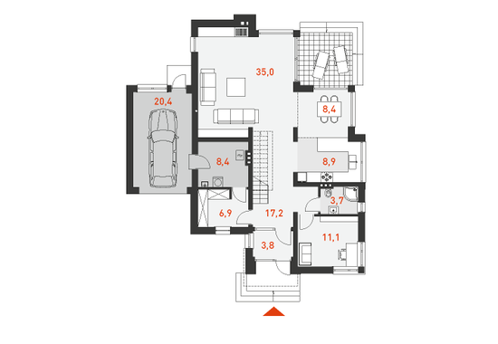 План первого этажа проекта дома Стильный 3