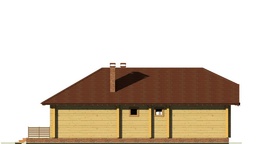 Тыльный фасад одноэтажного деревянного дома из бруса с террасой Д-117