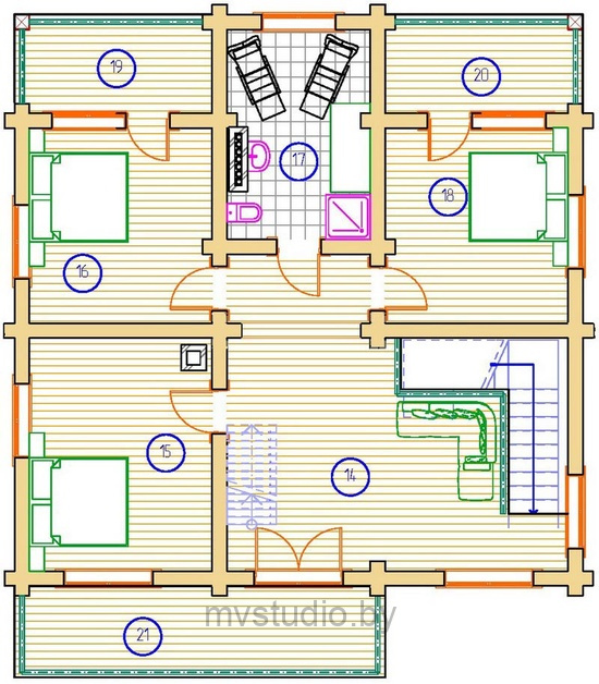 План второго этажа двухэтажного дома в стиле шале DDD371