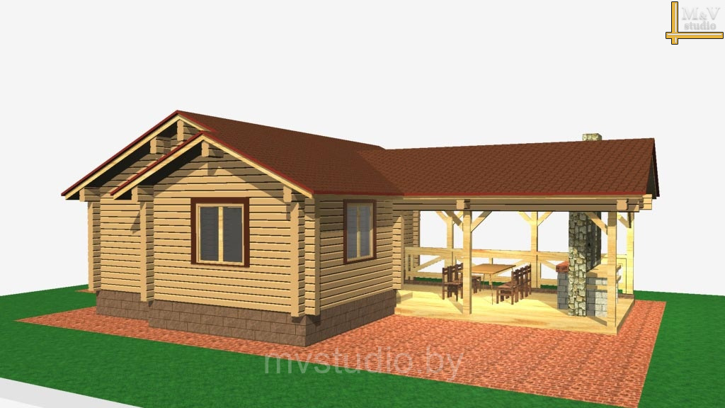 Одноэтажный деревянный дом с баней и террасой Техас - Техас